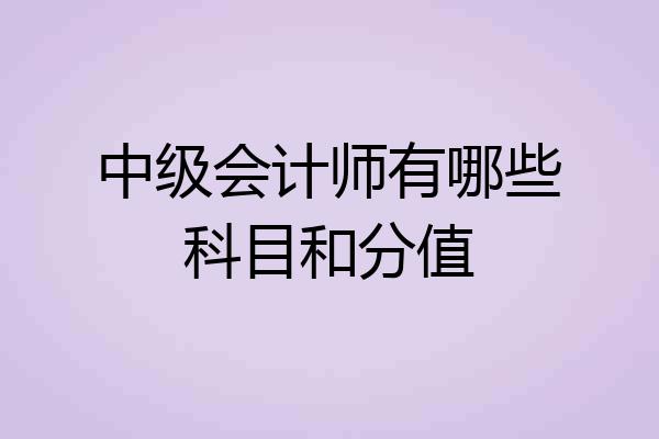 中级会计师有哪些科目和分值
