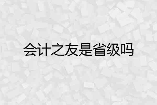 会计之友是省级吗