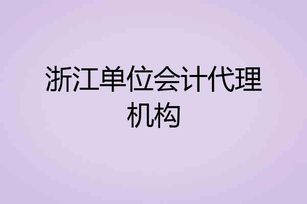 浙江单位会计代理机构