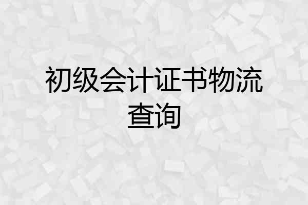 初级会计证书物流查询