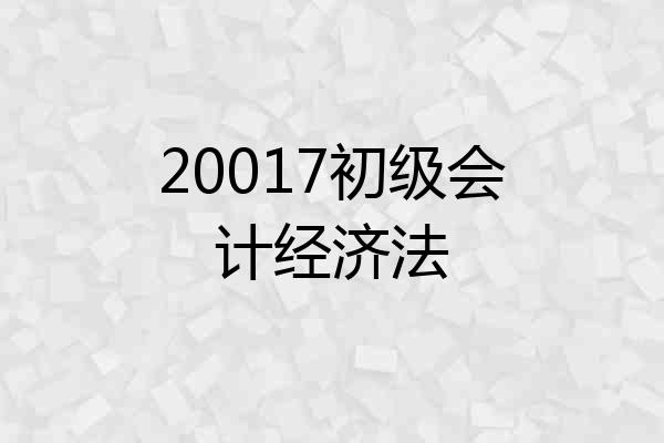 20017初级会计经济法