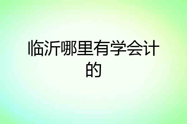 临沂哪里有学会计的