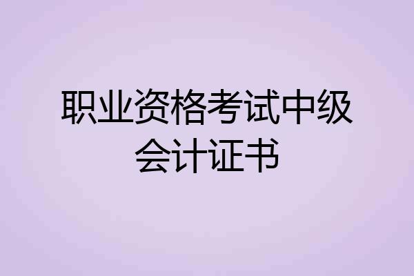 职业资格考试中级会计证书