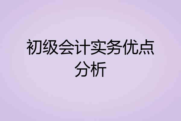 初级会计实务优点分析