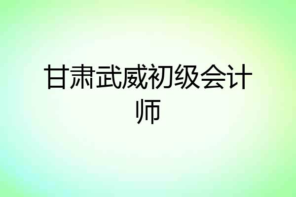 甘肃武威初级会计师