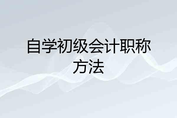 自学初级会计职称方法