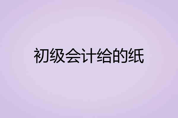 初级会计给的纸