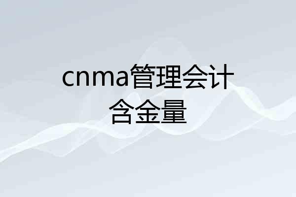 cnma管理会计含金量