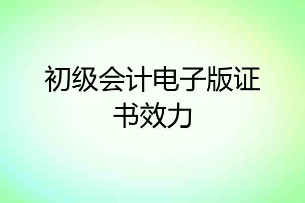 初级会计电子版证书效力