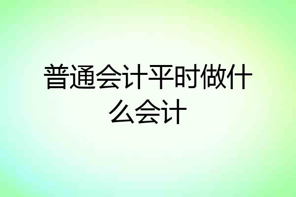 普通会计平时做什么会计