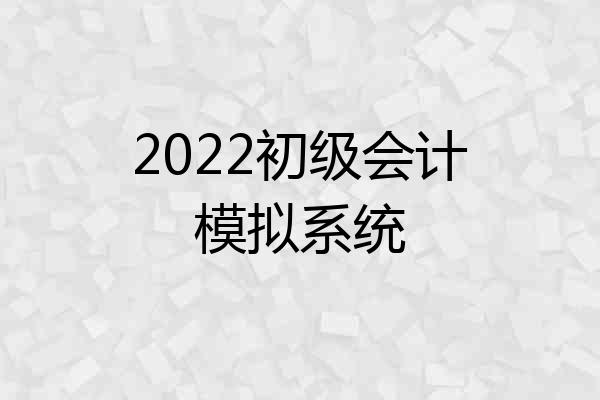 2022初级会计模拟系统