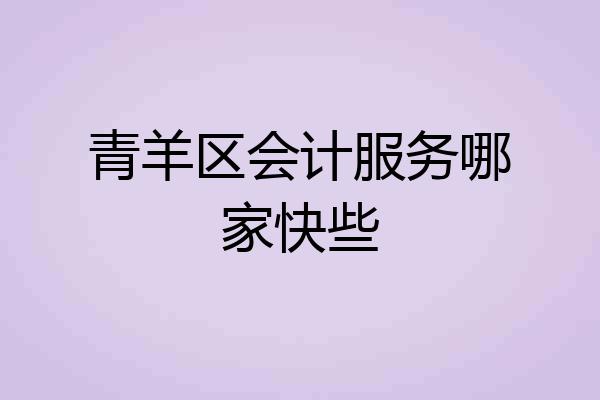 青羊区会计服务哪家快些