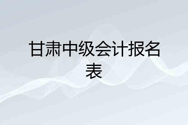 甘肃中级会计报名表
