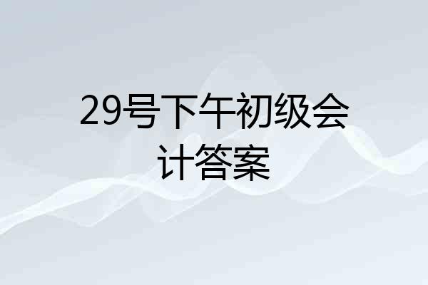 29号下午初级会计答案