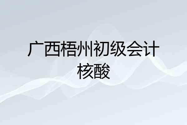 广西梧州初级会计核酸