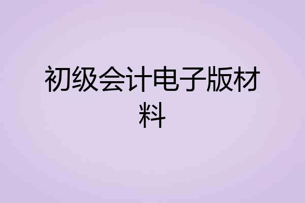初级会计电子版材料
