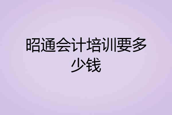 昭通会计培训要多少钱