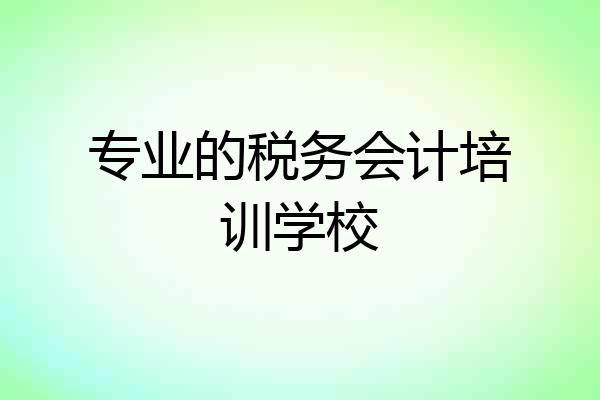 专业的税务会计培训学校