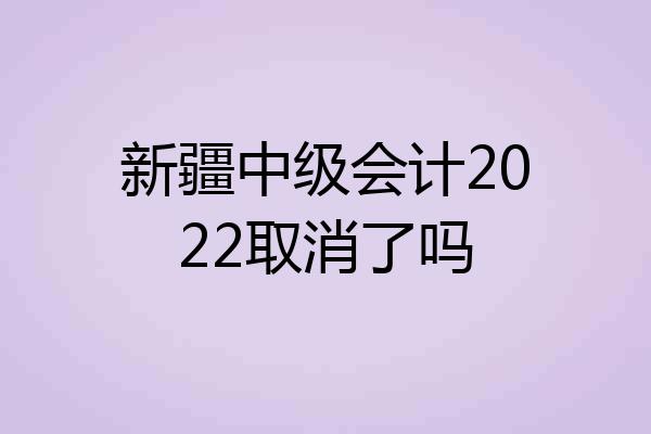 新疆中级会计2022取消了吗