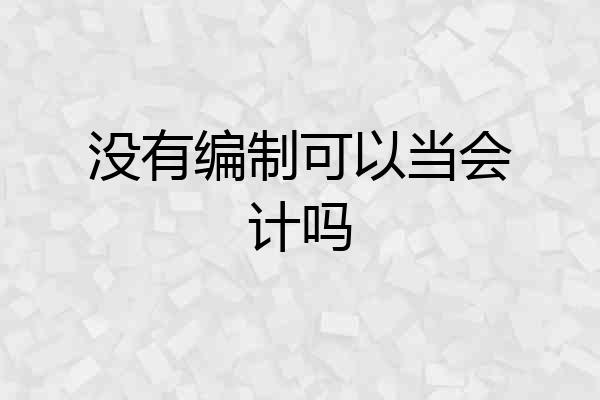 没有编制可以当会计吗