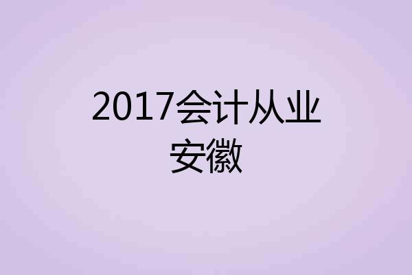 2017会计从业安徽
