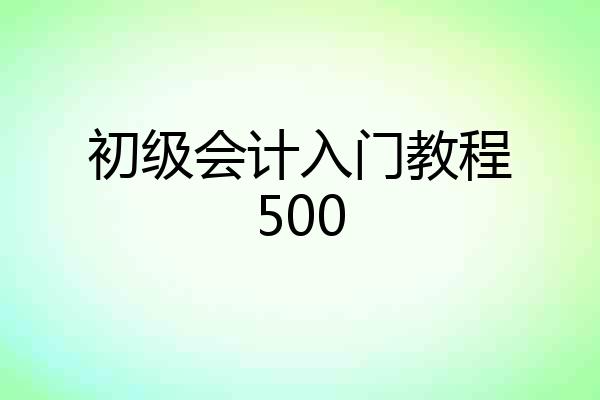 初级会计入门教程500