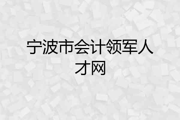 宁波市会计领军人才网