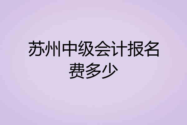 苏州中级会计报名费多少