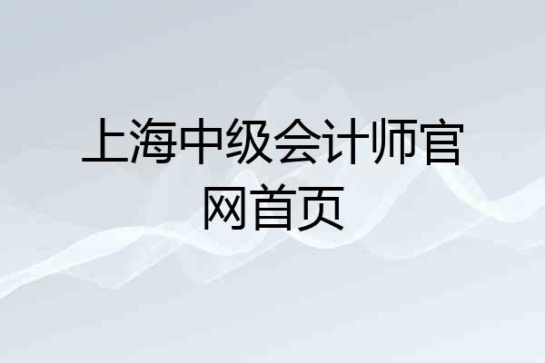 上海中级会计师官网首页
