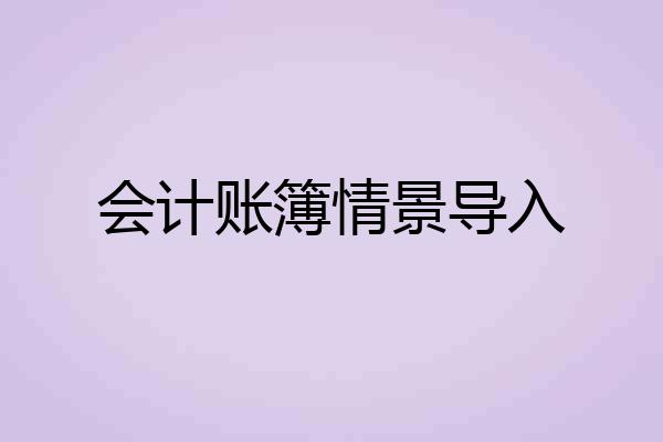 会计账簿情景导入