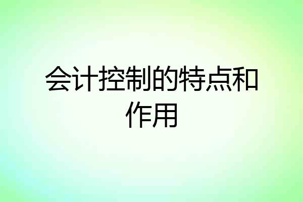 会计控制的特点和作用