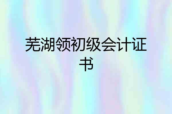 芜湖领初级会计证书