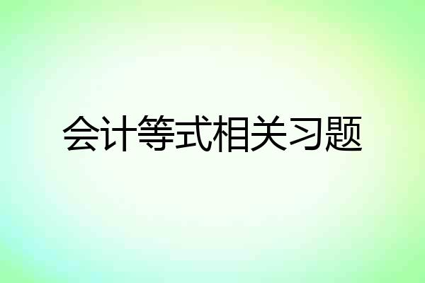 会计等式相关习题