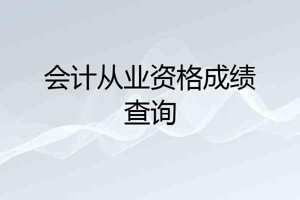 会计从业资格成绩查询