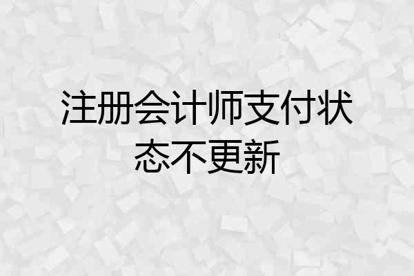 注册会计师支付状态不更新