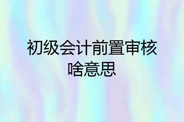 初级会计前置审核啥意思