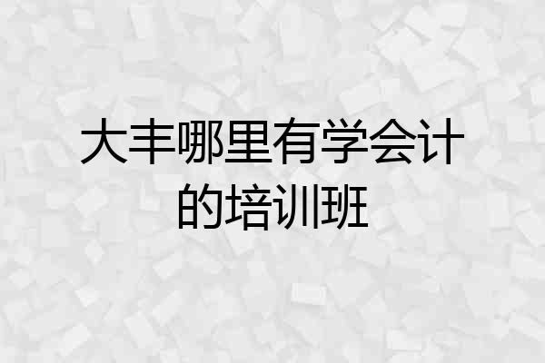 大丰哪里有学会计的培训班
