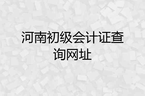 河南初级会计证查询网址