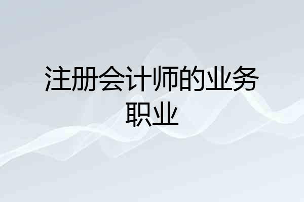 注册会计师的业务职业