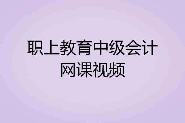 职上教育中级会计网课视频