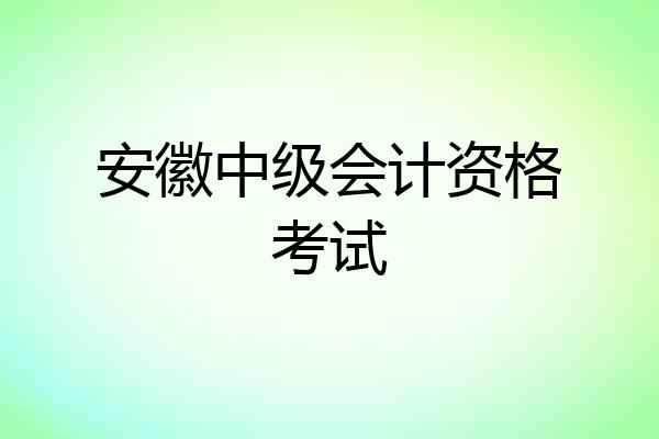 安徽中级会计资格考试