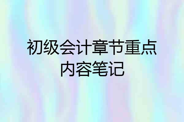 初级会计章节重点内容笔记
