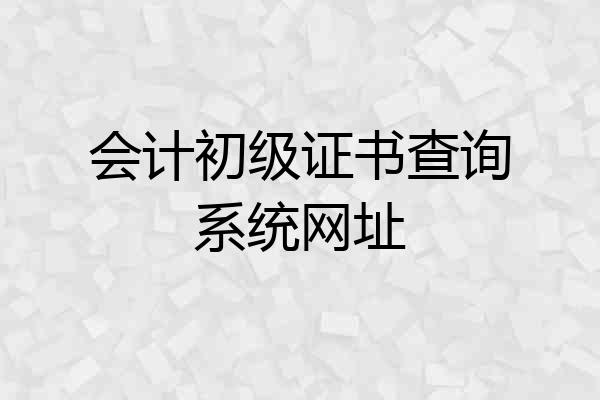 会计初级证书查询系统网址