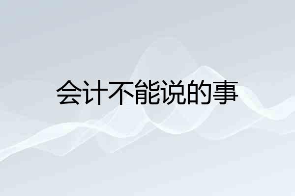 会计不能说的事