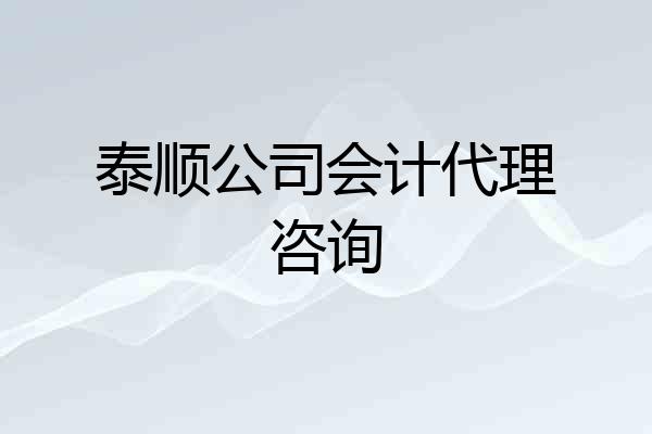 泰顺公司会计代理咨询