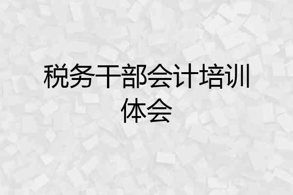 税务干部会计培训体会