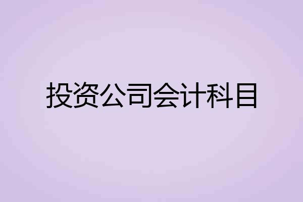 投资公司会计科目