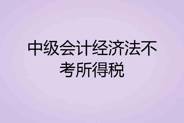 中级会计经济法不考所得税