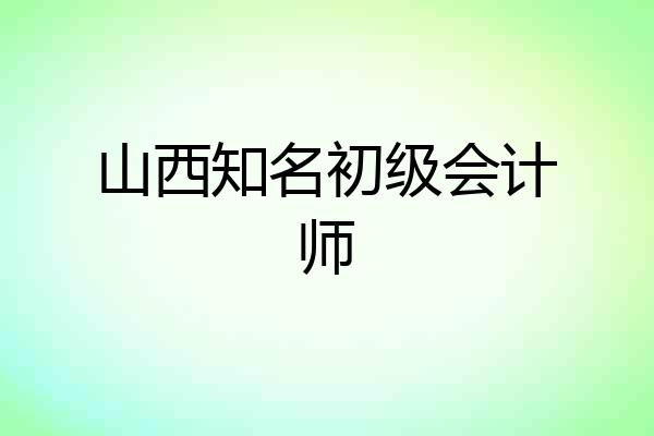 山西知名初级会计师