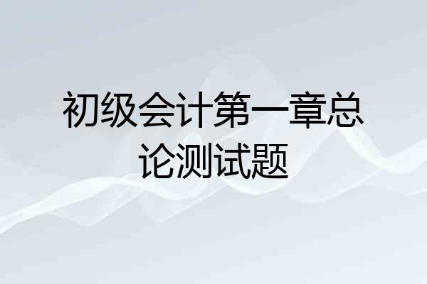初级会计第一章总论测试题